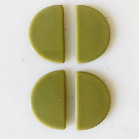 Olive Green Half Circle Cabochons