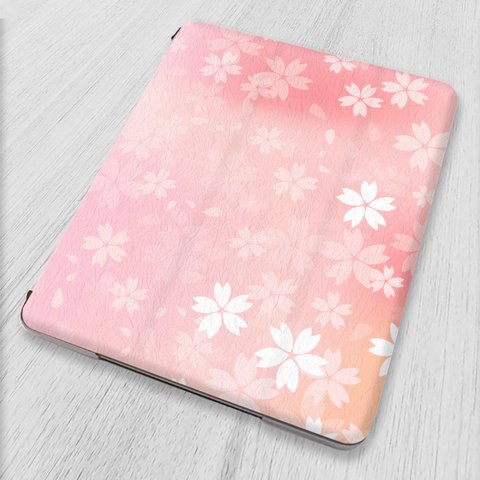 再販♪軽量♪『カスミザクラ』 iPadケース タブレットケース iPadmini6 iPad10.2 第10世代 Air5 iPadPro 手帳型 春 桜 サクラ 花柄 かわいい おしゃれ