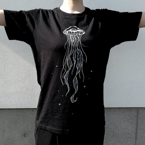 手描きTシャツ クラゲ(表面のみ)　メンズM