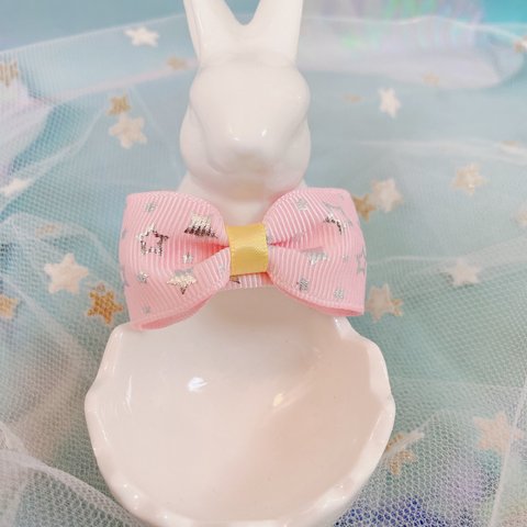 うさぎ♡お星さまリボンカチューシャ☆もも色☆