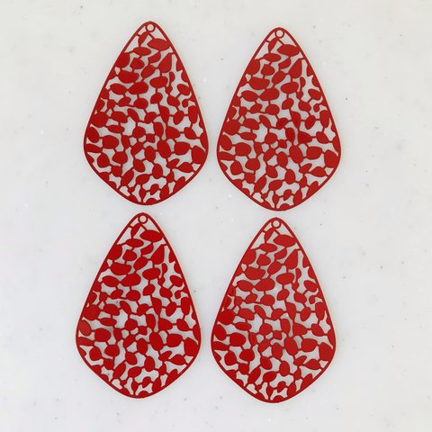 Red Filigree Designed Drop Pendant Tops