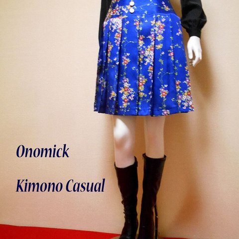 小紋着物のプリーツスカート Kimono Skirt WS-022/M