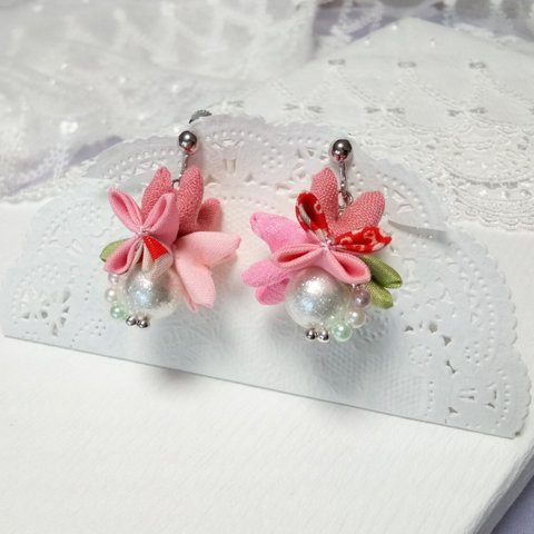 『桜・lala』くくり花とパールのイヤリング　018