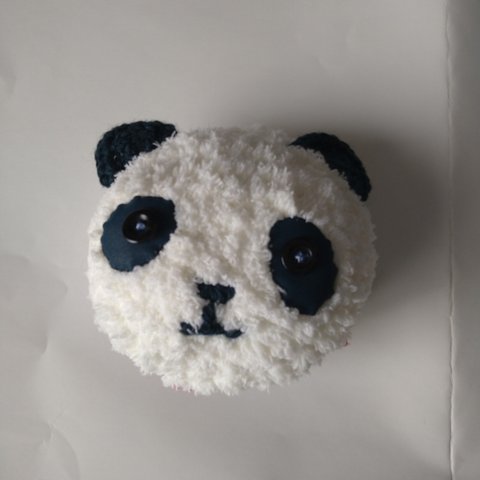 手編み　ふわふわパンダのエコバッグ