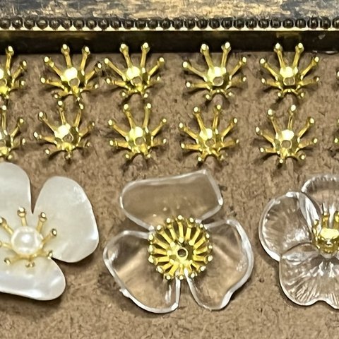 12個ゴールド花芯GOLD花芯10mmフラワーシャワー重ねづけも