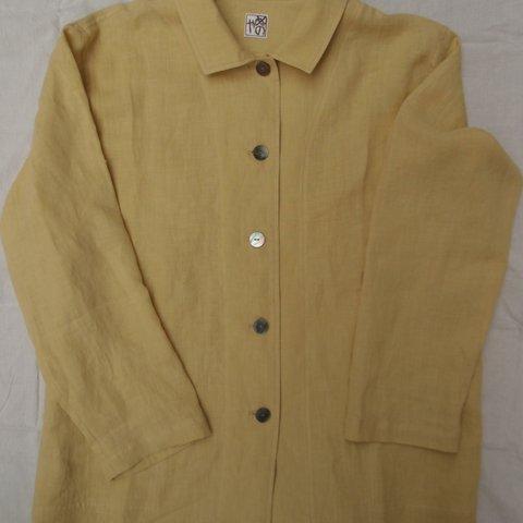麻100％のジャケット（黄色）