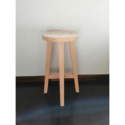 【ほぞ組】木製スツール　高さ75cm　丸椅子　stool 