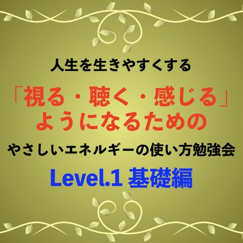 人生を生きやすくする 「視る・聴く・感じる」ようになるための やさしいエネルギーの使い方勉強会「Level.1 基礎編」