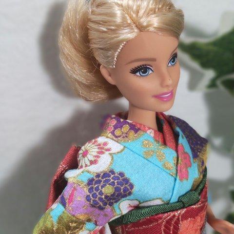 Barbie's kimono&obi  002バービー振袖と帯セット