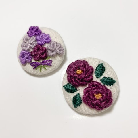 刺繍ブローチ　お花2点セット