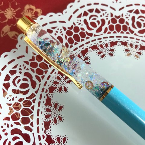 ハーバリウムボールペン【宇宙】ライトブルー