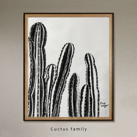 柱サボテン家族　cactus family【原画/額装セット】