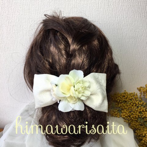 結婚式 成人式 卒業式 りぼん リボンヘアアクセサリー 白リボン m2