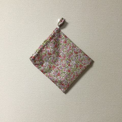negoland ナイロンピンク花柄巾着袋（給食袋、赤ちゃん、お菓子入れ、撥水生地、小さめ巾着）