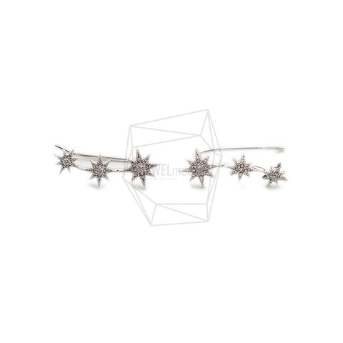 ERG-2066-R【2個入り】CZトリプルスターイイヤーフック,CZ Triple Star Ear hook