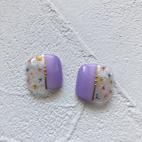 -shell Flower-紫　FootNailチップ