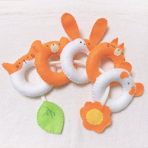 動物のひも通し　知育玩具【オレンジ🍊】