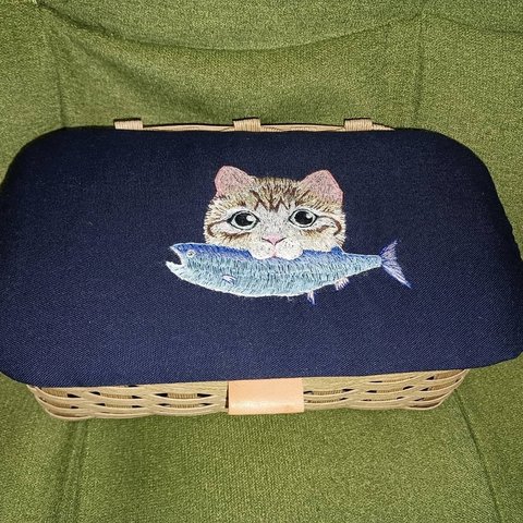 マスクケース🐈かわいいねこ刺繍