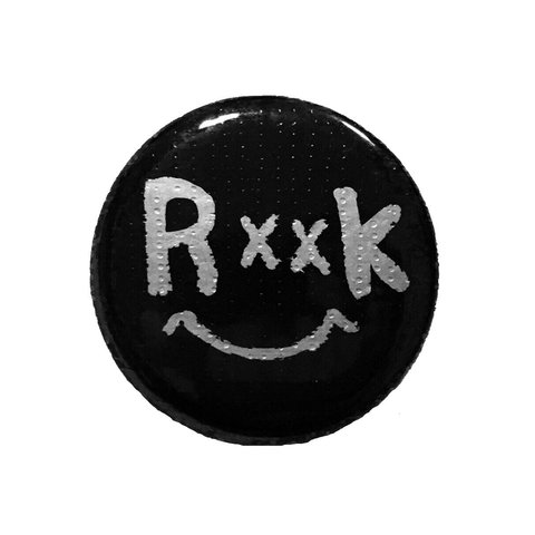 RxxK☆Smile Button badge ( Rock ロック スマイル 缶バッジ ) 原宿 個性的 バッヂ ブラック 黒 wego スピンズ ゴシックロック パンク