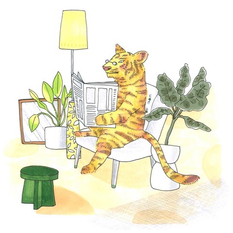 【動物イラスト】Tiger ♥︎ News Paper