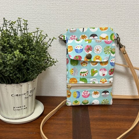 コインスルー財布付き スマホケース　サコッシュ コンパクト財布 ショルダーバッグ