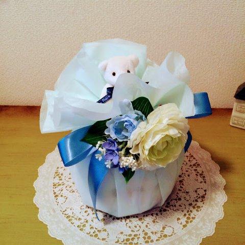 おむつケーキ　mini blue 出産祝いに！　