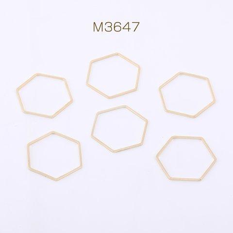 M3647  60個  フレームチャーム 六角形 22×25mm ゴールド  3×【20ヶ】