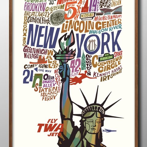 12811■A3アートポスター『アメリカ　ニューヨーク　自由の女神　ポップアート』絵画　イラスト　デザイン　上級マット紙採用　北欧