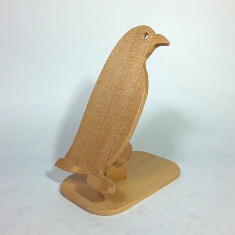 木製　スマホスタンド・ペンギン（アガチス材）動物シリーズ