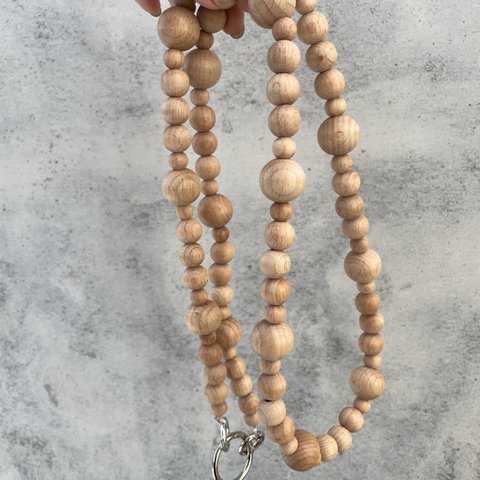 Wood beads shoulder strap