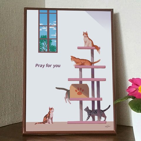 猫たちのポスター【ネコタワー・カラーバージョン】