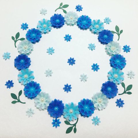 お花シール❁︎40枚❁︎半透明mix パールフラワー blue