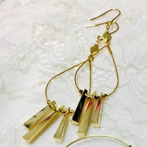 ピアス*ゴールド*シンプル*オリーブ