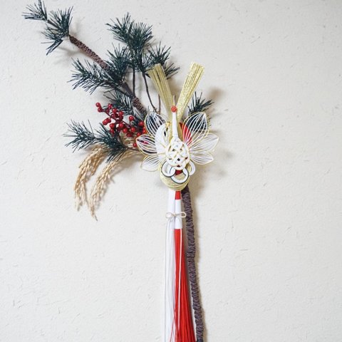 【一点モノ】水引で作る根引松と鶴の正月飾り