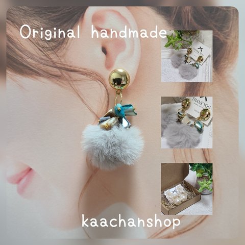 kaachanshop＊Original handmadeふわふわファーとビーズ素敵なデザインです