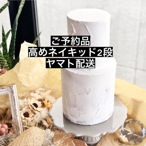 【ご予約品】高め 2段クレイケーキ土台(クリーム付き) ダミーケーキ　バースデーケーキ　ネイキッドケーキ　ベビーフォト ハーフバースデー　誕生日