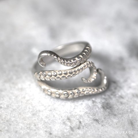 antique octopus arm ring-アンティークシルバータコ足リング