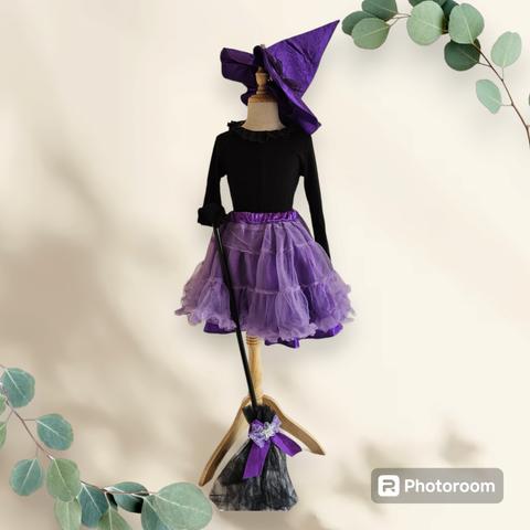 【販売】120サイズ☆魔女っ子スカート&魔女っ子帽子　むらさき　ハロウィン、撮影会
