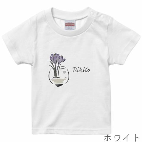[ベビー] 2月生まれのためのお花Tシャツ(名前入り) 全3色