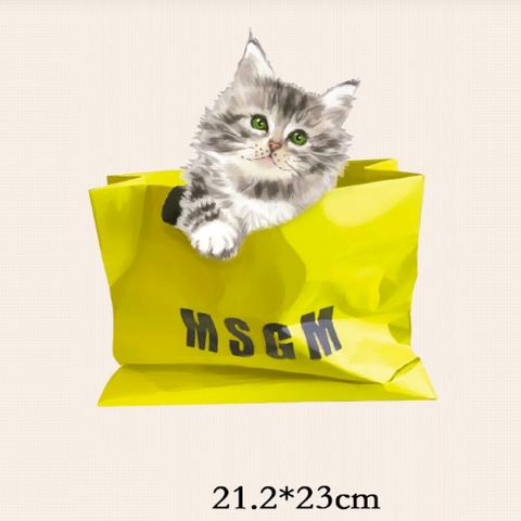 アイロン転写シート　リメイク　「ショッピングバッグのネコ」ねこ　ネコ　猫　cat