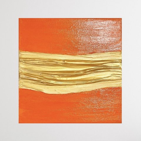 Melt(Orange)抽象画 (20Square)/北欧/モダン/ゴールド/金/オレンジ/インテリア/絵画