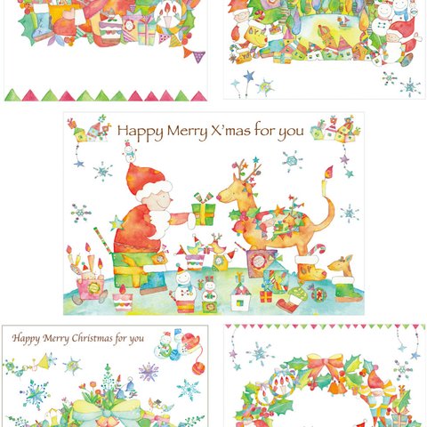 お得なクリスマスカード／5種×2枚＝10枚セット 