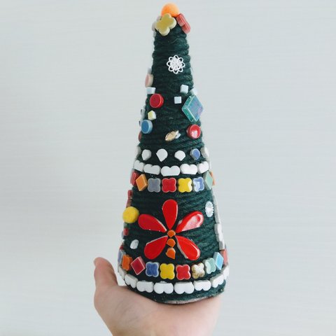 【手作りキット】タイル×毛糸で作るクリスマスツリー グリーン