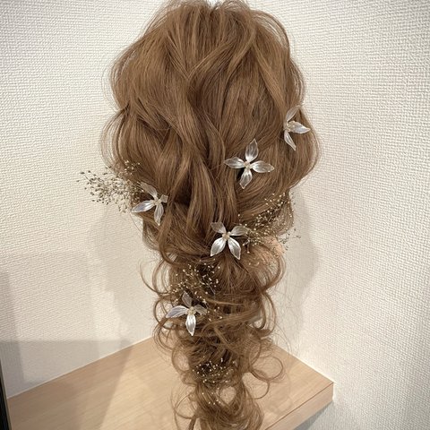 butterflyライン入り　フラワーヘアアクセサリー【受注製作】