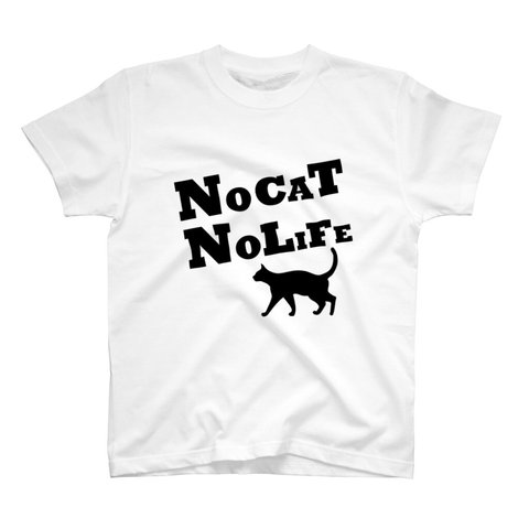 書道Tシャツ前面「NO CAT NO LIFE2」 / Printstar 綿100%　5.6オンスヘビーウェイトTシャツ（001ホワイト）