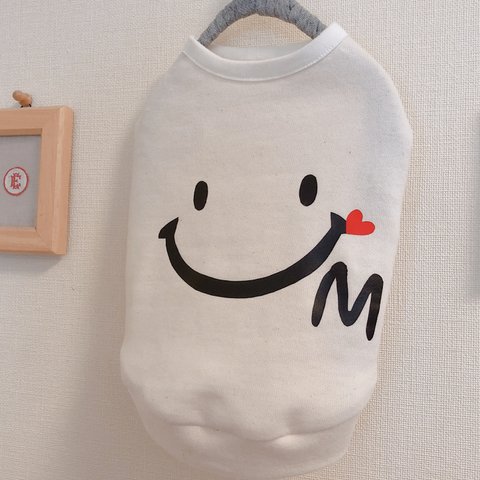 ♡イニシャル入り♡にこちゃん.タンクトップ♡SS〜M＊わんこ服.犬服セミオーダー製♡ニコちゃんマーク.スマイルにこちゃんマーク