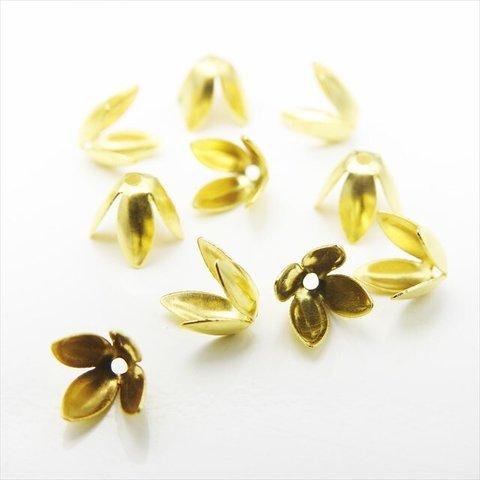 【10個】フラワー 座金★8mm/ゴールド★4枚弁 ビーズキャップ 花弁 花座