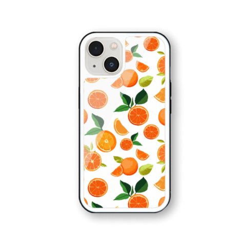 オレンジ2  強化ガラス iPhoneケース  iPhone15 iPhone14 iPhone13 iPhone12 iPhone11 iPhoneSE2  iPhoneSE3