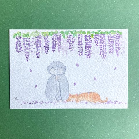 【ポストカード２枚】お地蔵さまとさくらねこ✳︎藤の花