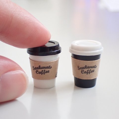 【ミニチュアカフェ】テイクアウト ホットコーヒー  カフェドリンク　スリーブ付きのふたつきカップで《特集掲載》